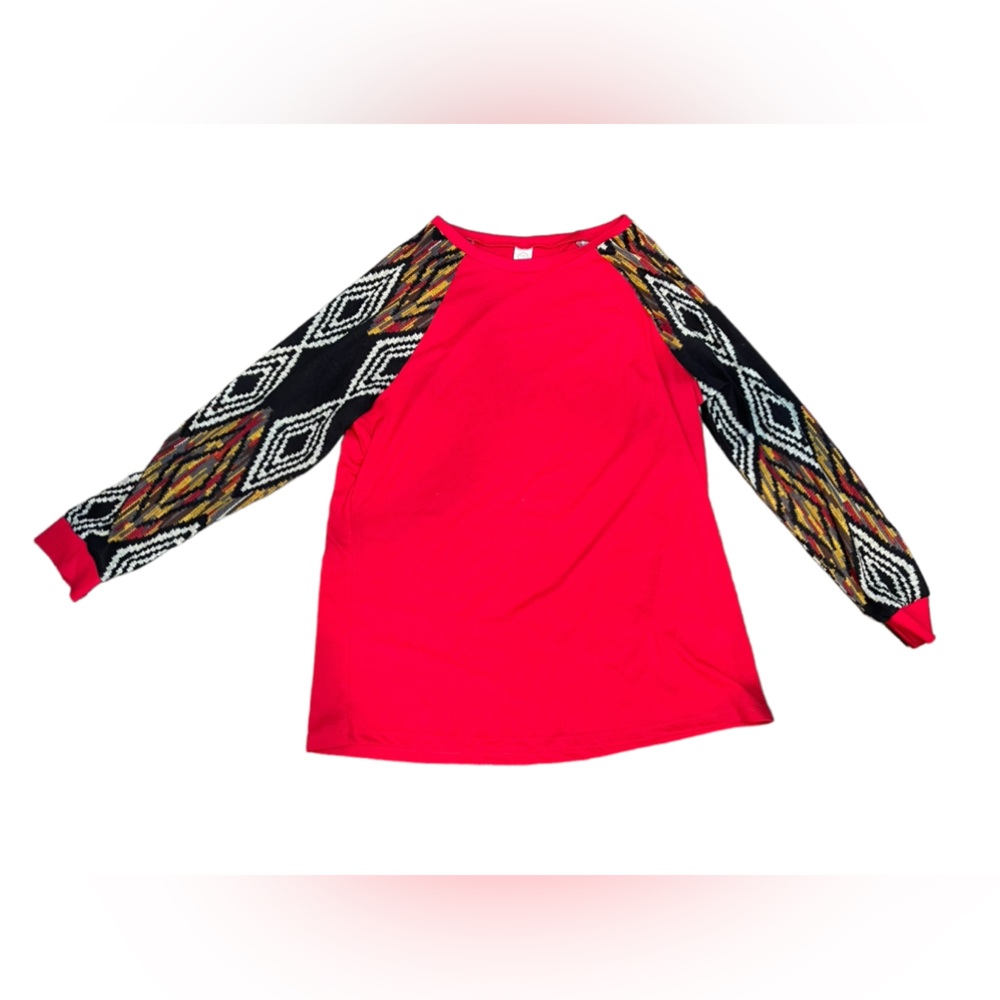 Sunshine and Rodeos Women's Size 2xl Red Aztec Southwestern Long Sleeve Top
